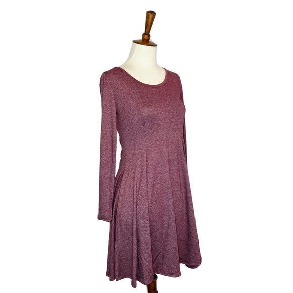 Mauve Long Sleeve Strappy Back Flared Skirt Mini Dress - Picture 10 of 16
